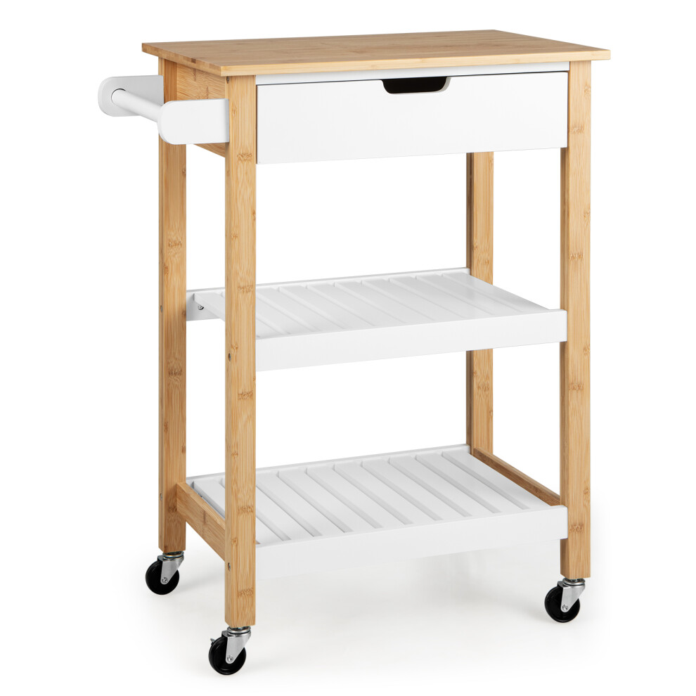 Kitchen Storage Trolley Cart Cupboard Island Shelves W/ Drawer