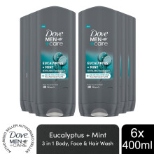 Dove Men+Care 3-in-1 Hair, Body & Face Wash Eucalyptus + Mint 6x400ml - 62728778