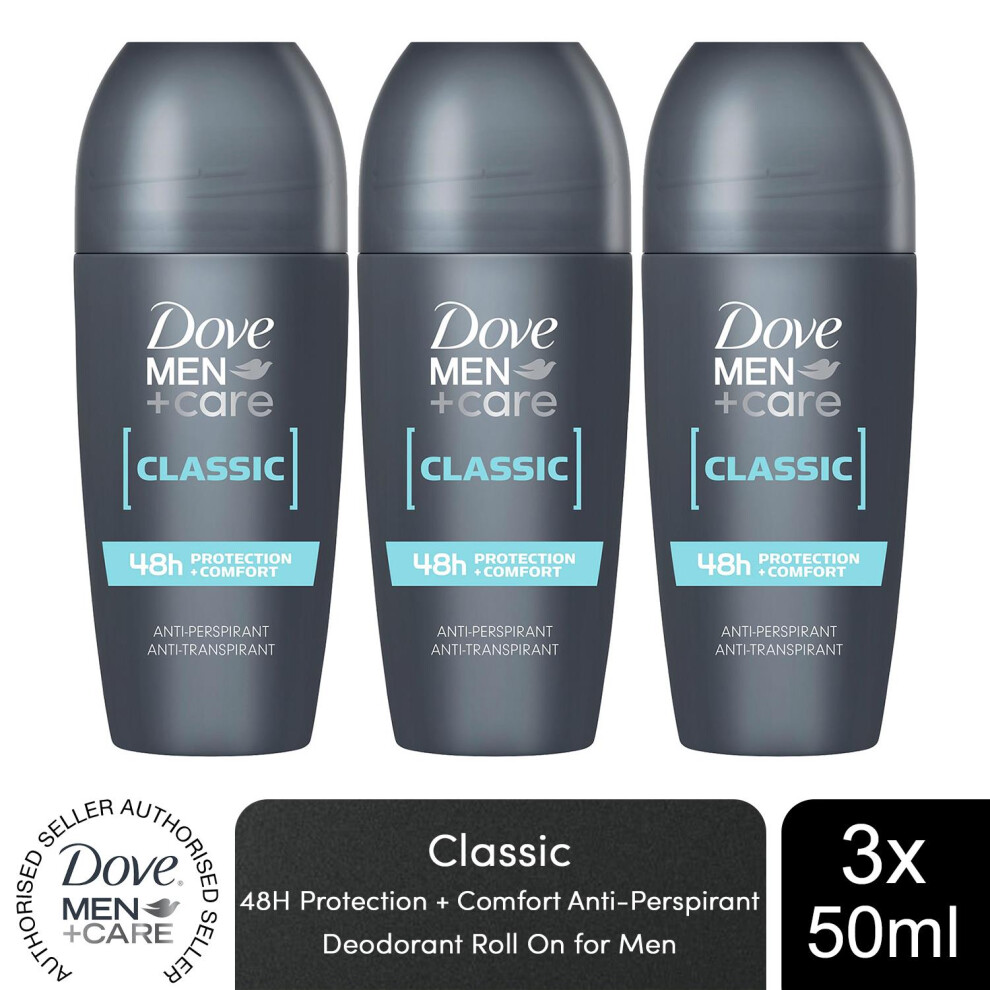 Dove Men+Care Roll On Classic AP Deodorant 48H Protection, 50ml