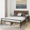 Casart King Bed Frame Industrial Metal Platform Bed with Headboard and Footboard 2