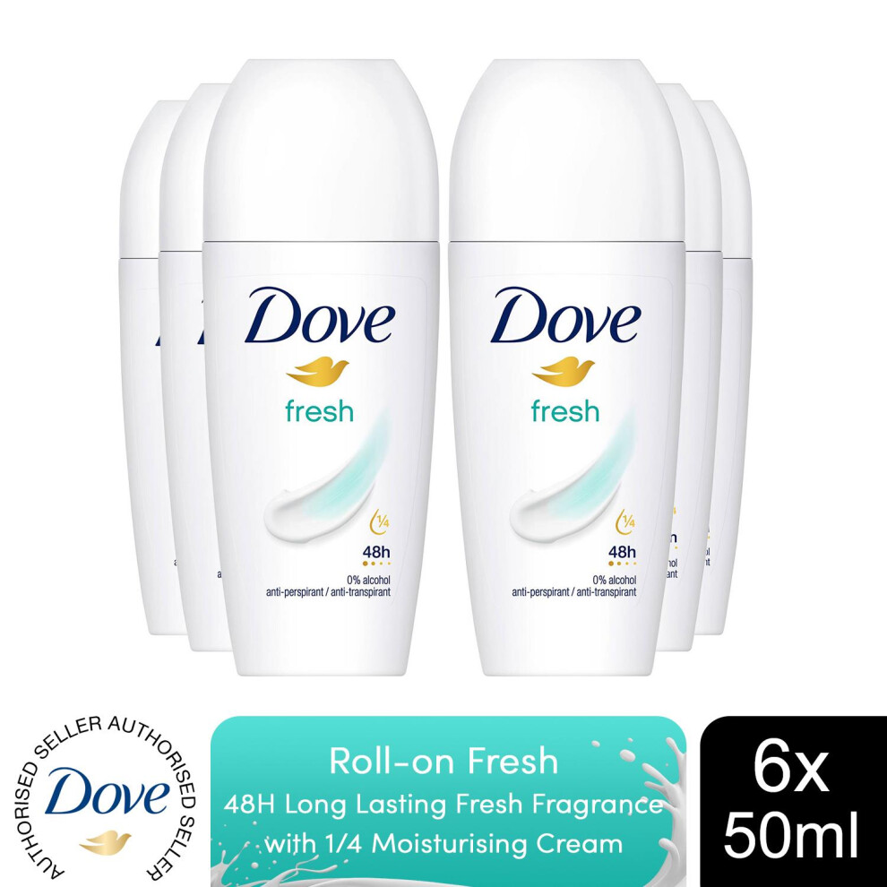 Dove Fresh Roll On AP up to 48H of Sweat & Odour Protection, 6x50ml