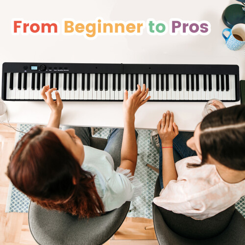 Casart 88-Key Folding Electric Piano Keyboard w/ Full-Size Lighted Key 2 Teaching Modes 2