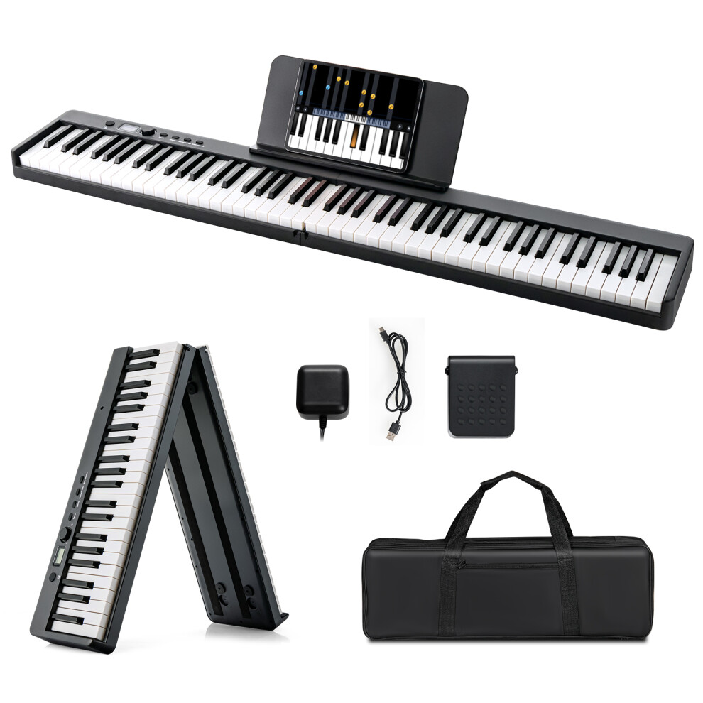 88-Key Folding Electric Piano Keyboard w/ Full-Size Lighted Key 2 Teaching Modes
