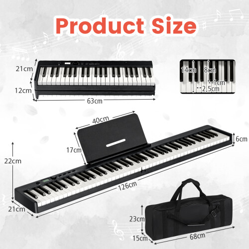 Casart 88-Key Folding Electric Piano Keyboard w/ Full-Size Lighted Key 2 Teaching Modes 1