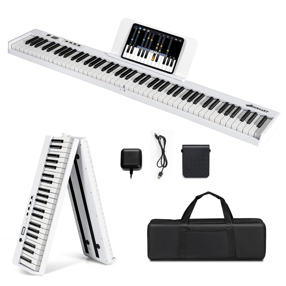 88-Key Folding Electric Piano Keyboard w/ Full-Size Lighted Key 2 Teaching Modes