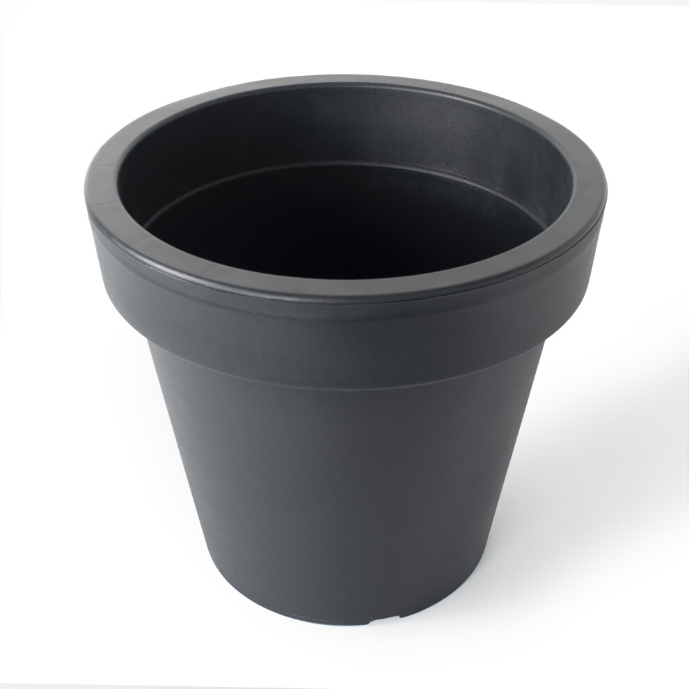 38.5cm Large Plastic Planter Black 27L UV Weather Resistant Plant Pot