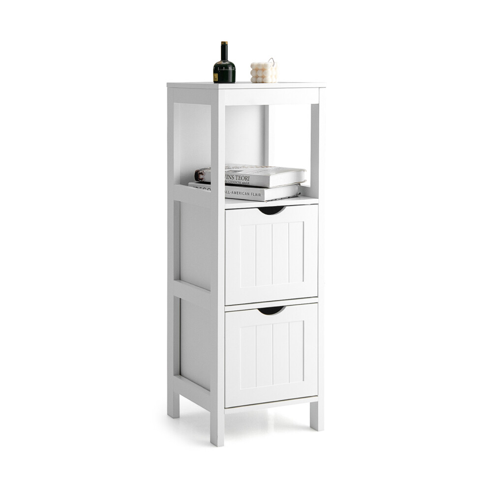 3-Tier Bathroom Floor Cabinet Sideboard W/ 2 Removable Drawers