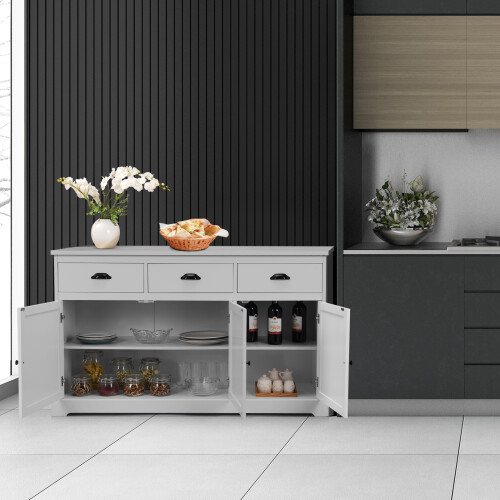 Casart 136 x 42cm Buffet Sideboard Kitchen Cupboard W/ 3 Drawers & Adjustable Shelf 1