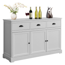 136 x 42cm Buffet Sideboard Kitchen Cupboard W/ 3 Drawers & Adjustable Shelf