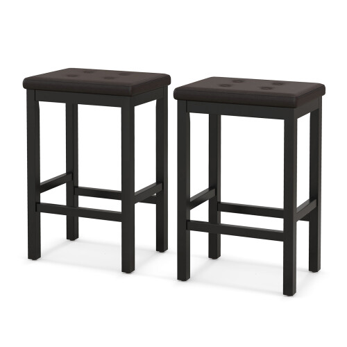 Casart Set of 2 Kitchen Counter Height Bar Stool Padded Seat W/ Footrest
