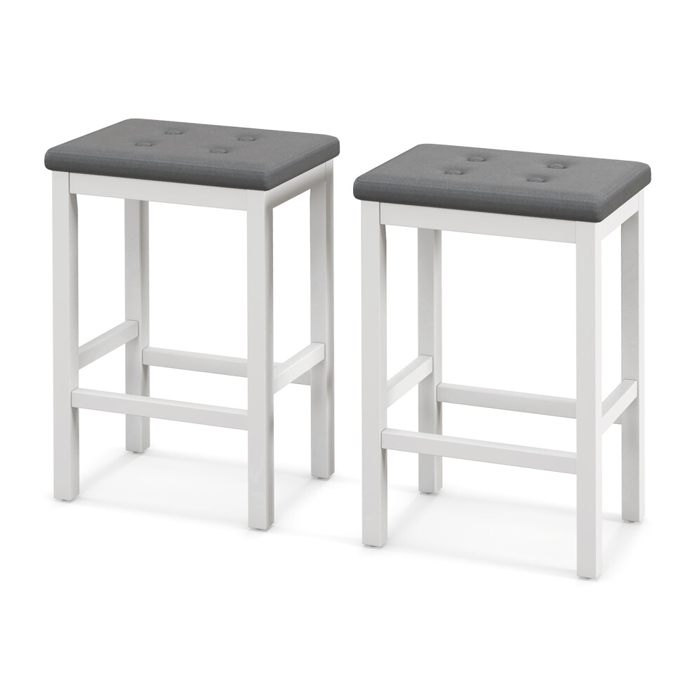 Set of 2 Kitchen Counter Height Bar Stool Padded Seat W/ Footrest