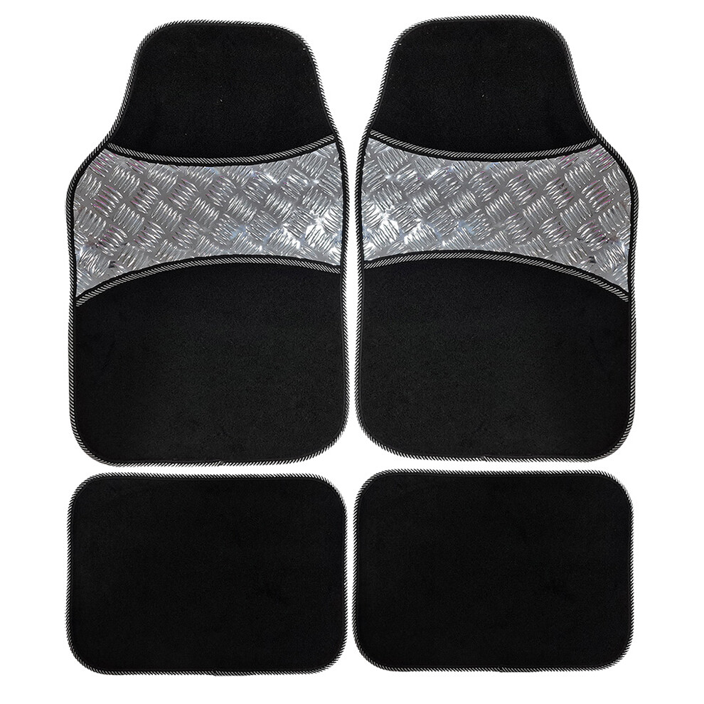 Universal Car Mat Heavy Duty Rubber & Carpet Luxury Set 4 Pieces Black 5056505316677