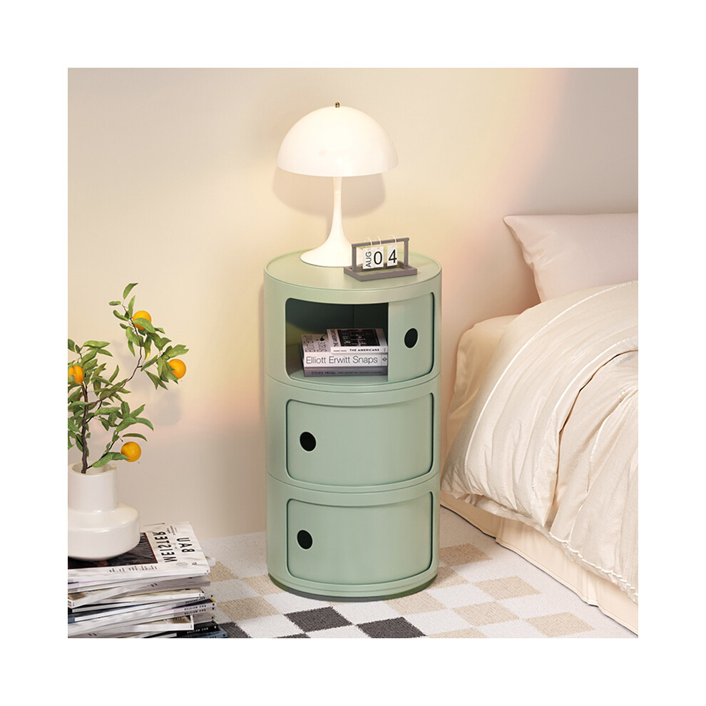 Cylindrical Multi-Tiered Plastic Storage Drawer Unit