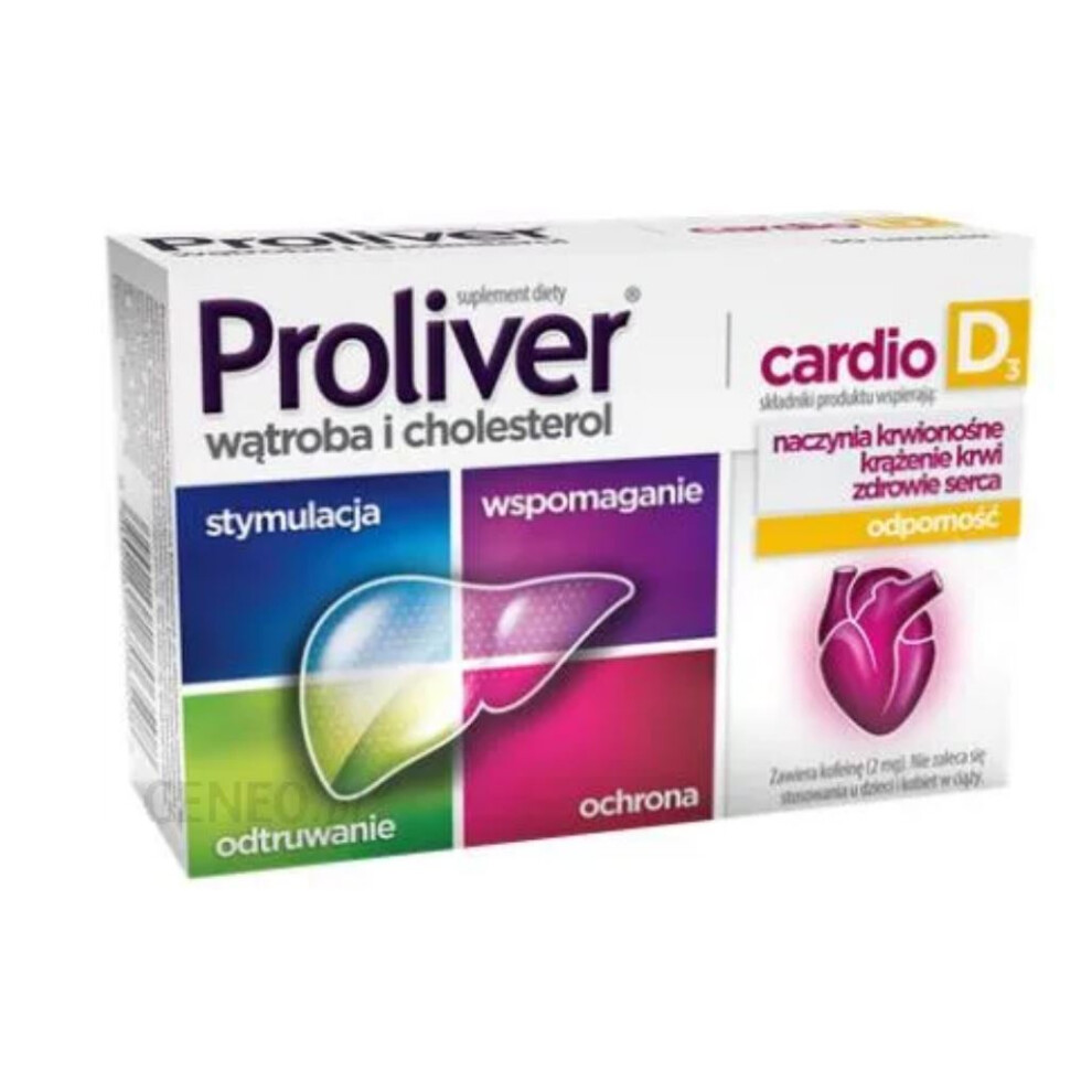 Polskie Suplementy Proliver Cardio D3 30 Tab Vitamin D3 Healthy Liver Supplement