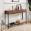 Living And Home Rustic Brown Drawer Console with Glass Shelf 1
