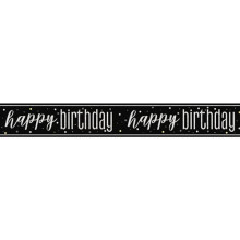 Black Glitz Happy Birthday Holographic Foil Banner 274cm