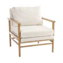 Teddy Bear Fur Wooden Armchair Sofa - Plush, Removable Cushions, Cozy Single-Seater with Natural Wood Frame