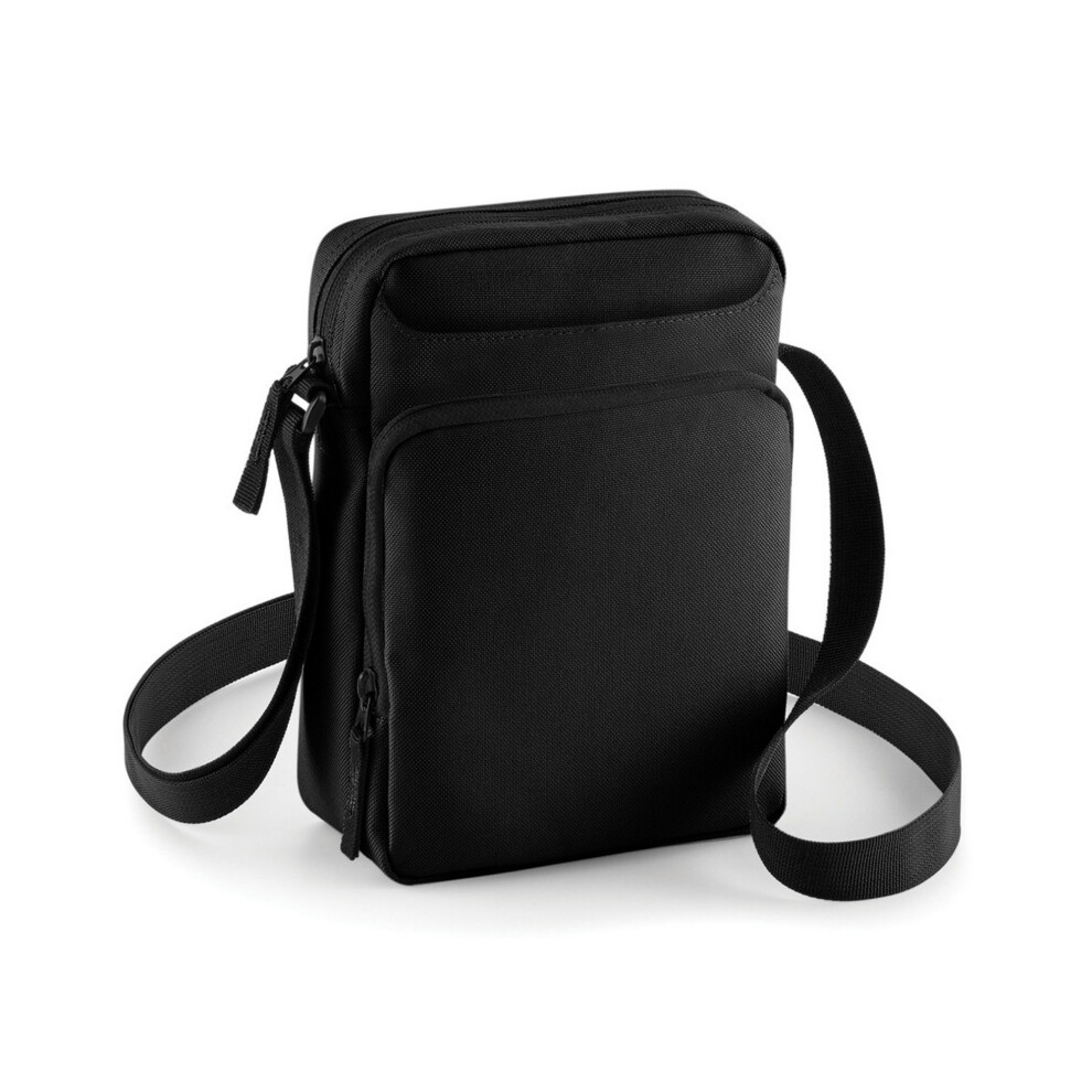 (One Size, Black) Bagbase Across Shoulder Strap Cross Body Bag (Pack of 2)