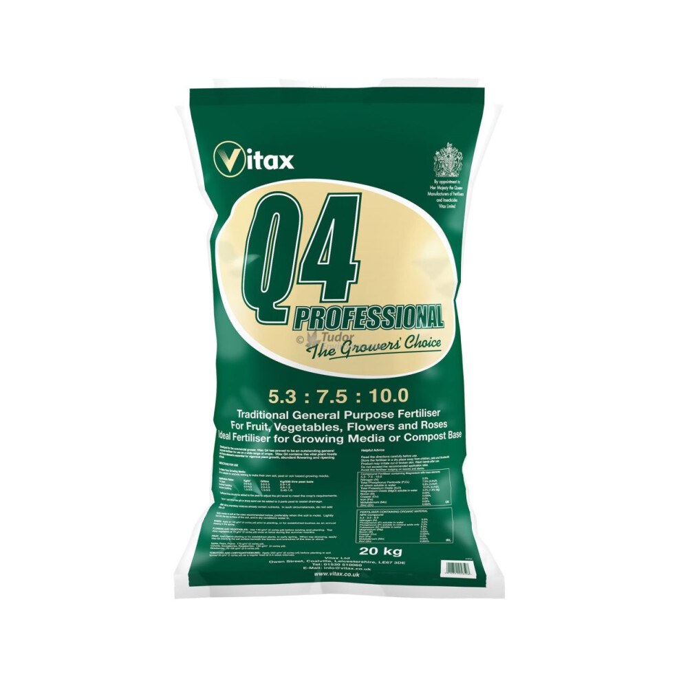 Monal Vitax Q4 Professional All-Purpose Fertiliser 20Kg - Essential Plant Foods For Vigorous Growth, Flowering And Fruiting (Roses, Fruit, Veg, Lawns)