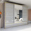 (253cm, Grey) High Gloss Mirror Sliding Wardrobe 1
