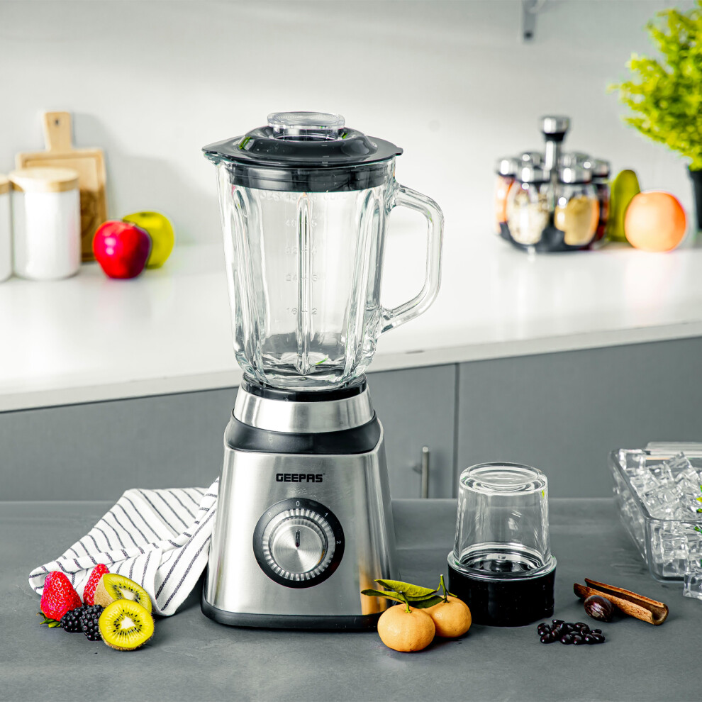geepas-500w-2-in-1-food-jug-blender-1-5l-glass-jar-smoothie-blender-with-coffee-spice-grinder-mill-milkshake-maker-ice-crusher