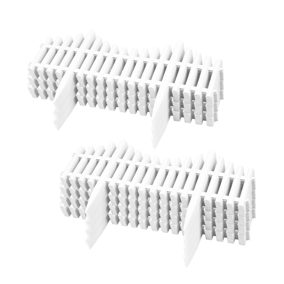 (7 x 8pc Lawn Edging) KCT White Picket Fence Garden Border - Pack of 8 Panels