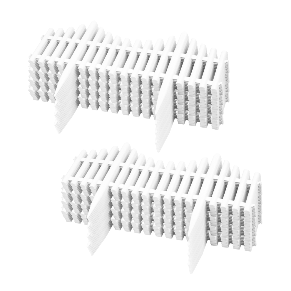 (8 x 8pc Lawn Edging) KCT White Picket Fence Garden Border - Pack of 8 Panels