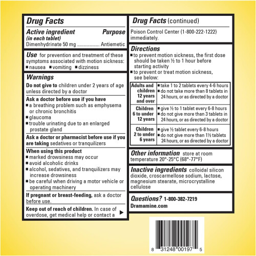 Dramamine Original Motion Sickness Relief - 12 Tablets 1