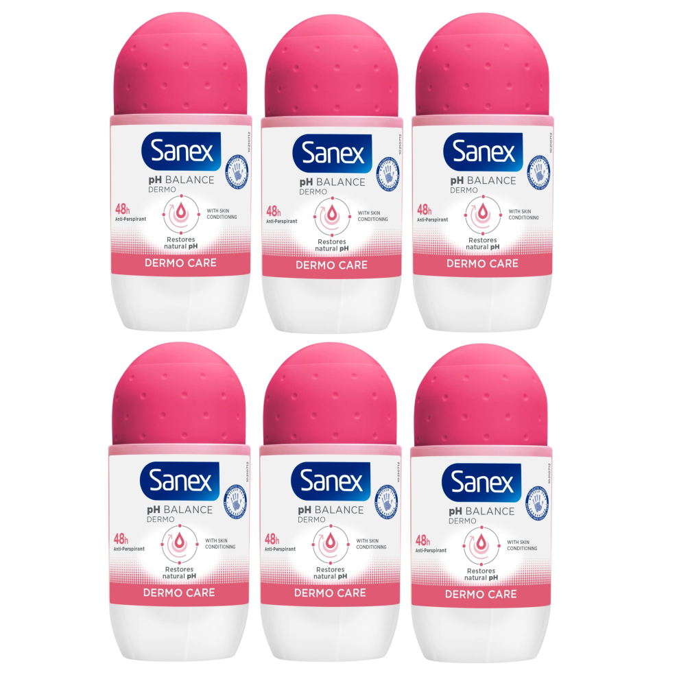 SANEX DERMO CARE ROLL ON ANTI PERSPIRANT DEODORANT 50ML PACK OF 6