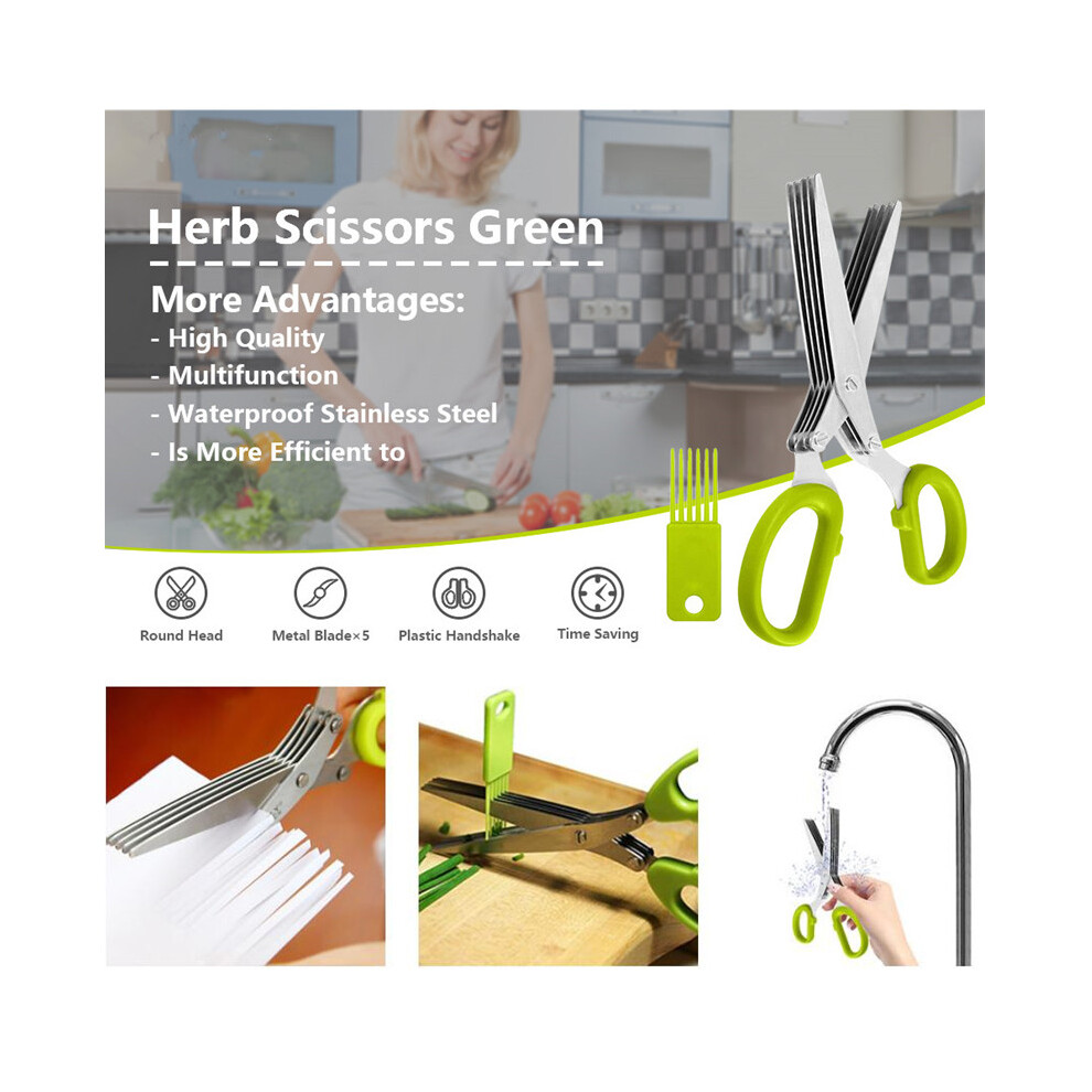 5 Blade Shredding Scissors Security Multi Cut Paper Herb Shredder Herb