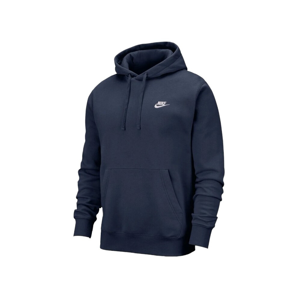 Nike (Hoodie, M) Club Mens Fleece Tracksuit Hoodie Jogger Navy Blue