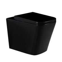 Black Square Back to Wall BTW Toilet Ceramic WC Pan Soft Close Seat
