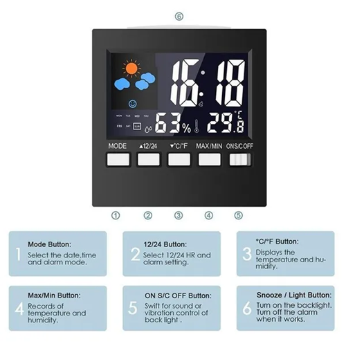 Calendar Clock Alarm Clock LED Temperature Display Weather Clock 2