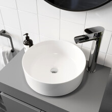 White Ceramic Round Countertop Bathroom Sink Basin - 352 x 352mm