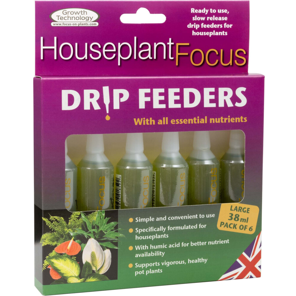 Growth Technology Plant Drip Feeders Houseplant 10 Pack Food Fertiliser Nutrients 38Ml
