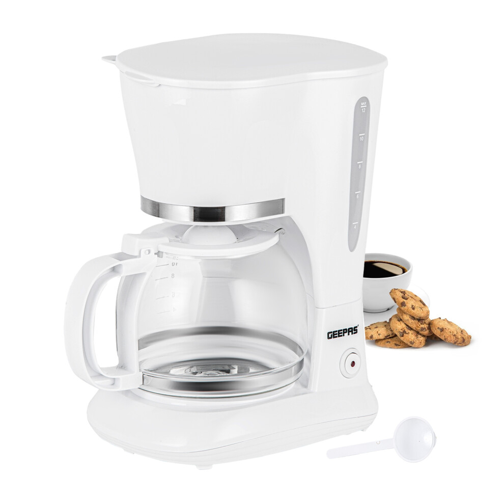 (White) Geepas 1.5L Filter Coffee Maker Machine Instant