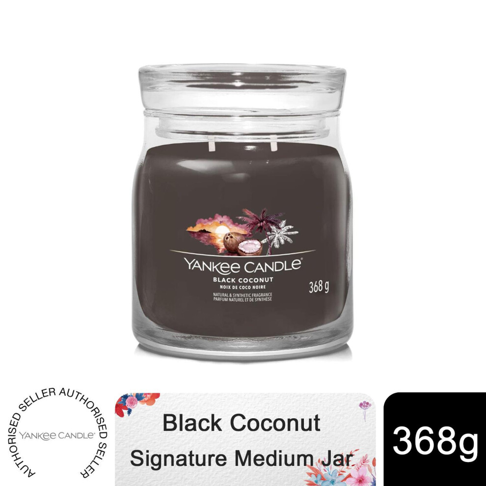 Yankee Candle Signature Medium Jar Scented Candle Black Coconut, 368g