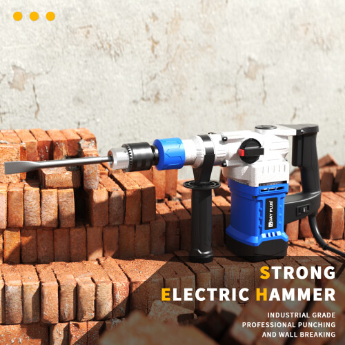 1080W Hammer Drill, Impact Drill Electric Cored Rotary Hammer Drill with Drill Bits Set Case SDS Plus Variable Speed 3 Functions Powerful DIY Tool