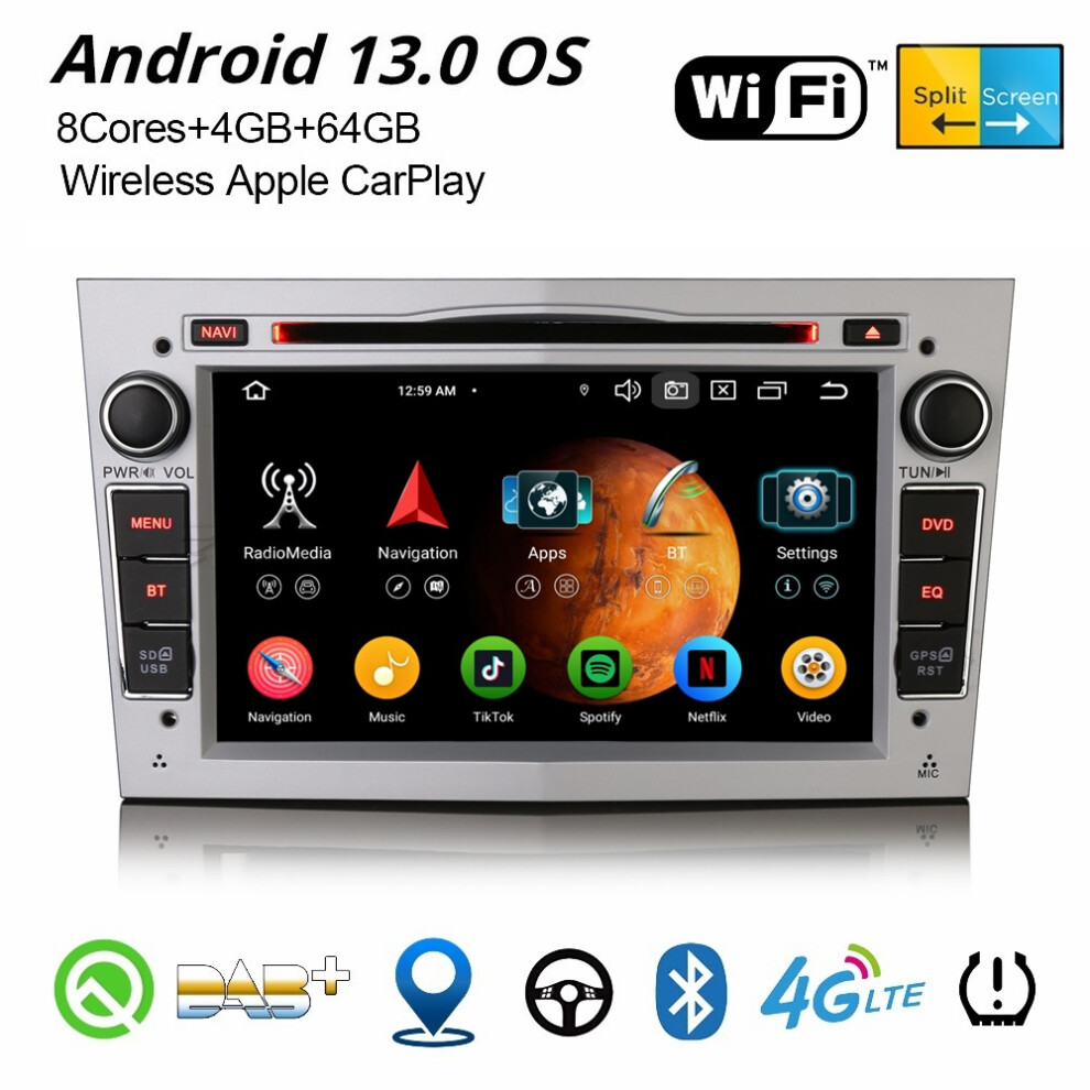 64GB Android 13 CarPlay Car Stereo GPS For Opel Vauxhall Zafira Corsa Astra H Vectra Tigra 8-Core DAB+ WiFi SWC BT 5.0