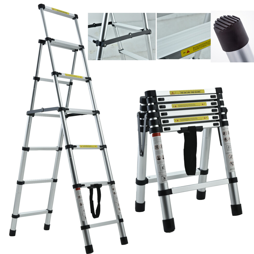 5+6 Step Ladder Aluminium Herringbone Ladder Portable Household Telescopic Ladder Extension Folding A Frame Stepladder