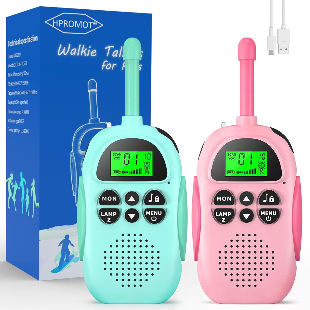 2Pcs Children Walkie Talkies Long Range Walkie Talkie UHF 16 Channel