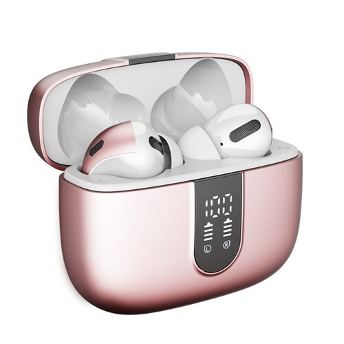 5.3 Bluetooth Headphones LED Power Display with Mic X08 Rose gold