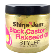 Ampro Shine N Jam Black Castor & Flaxseed Oil Styler Gel 16 Ounce
