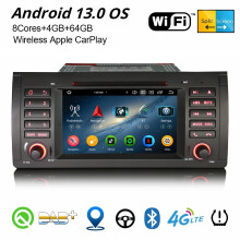 4GB+64GB Android 13 CarPlay Car Stereo GPS Radio For BMW X5 E53 Octa-Core DAB+ WiFi SWC Bluetooth 5.0 DSP OBD2