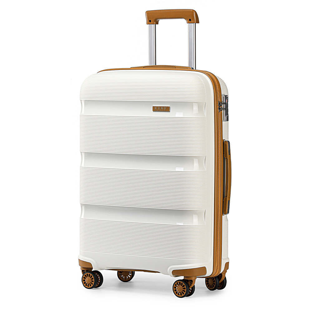 (20 inch) 1 to 4 Pcs Cream Bright Hard Shell PP Suitcase With TSA Lock-image-OPC-PD7C6FY-NEW