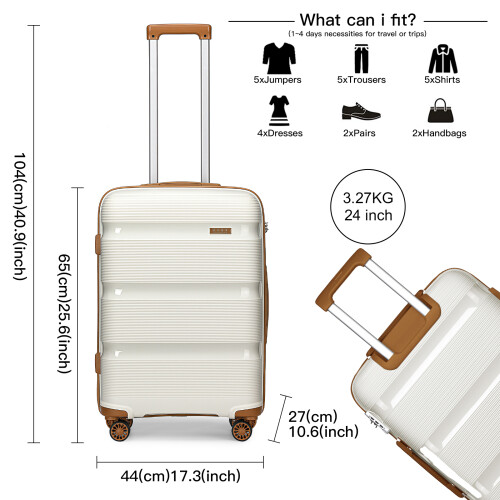 24 inch Bright Luggage Hard Shell PP Suitcase With TSA Lock 1
