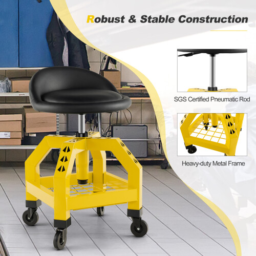Casart Roller Work Seats Height Adjustable Creeper W/ Tool Tray & 4 Wheels 1
