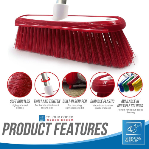 Soft Indoor Broom with Long Handle Sweeping Brush Head Cleaning Floor 1