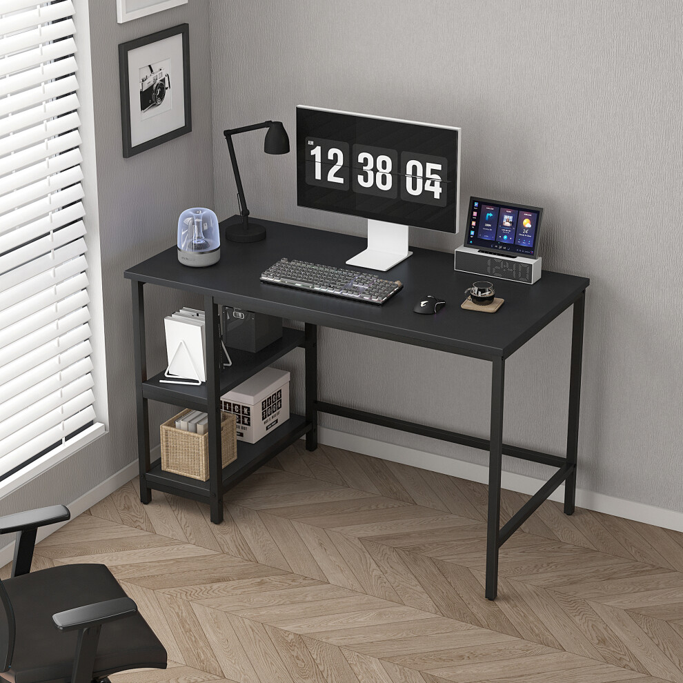 (100CM, BLACK) Chicago study work desk with Shelves Left or Right-image-OPC-PDH7NWS-NEW