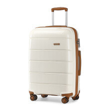 (Cream, 28 inch) 20/24/28 Inch PP Hard Shell Suitcase Travel Trolley With TSA Lock